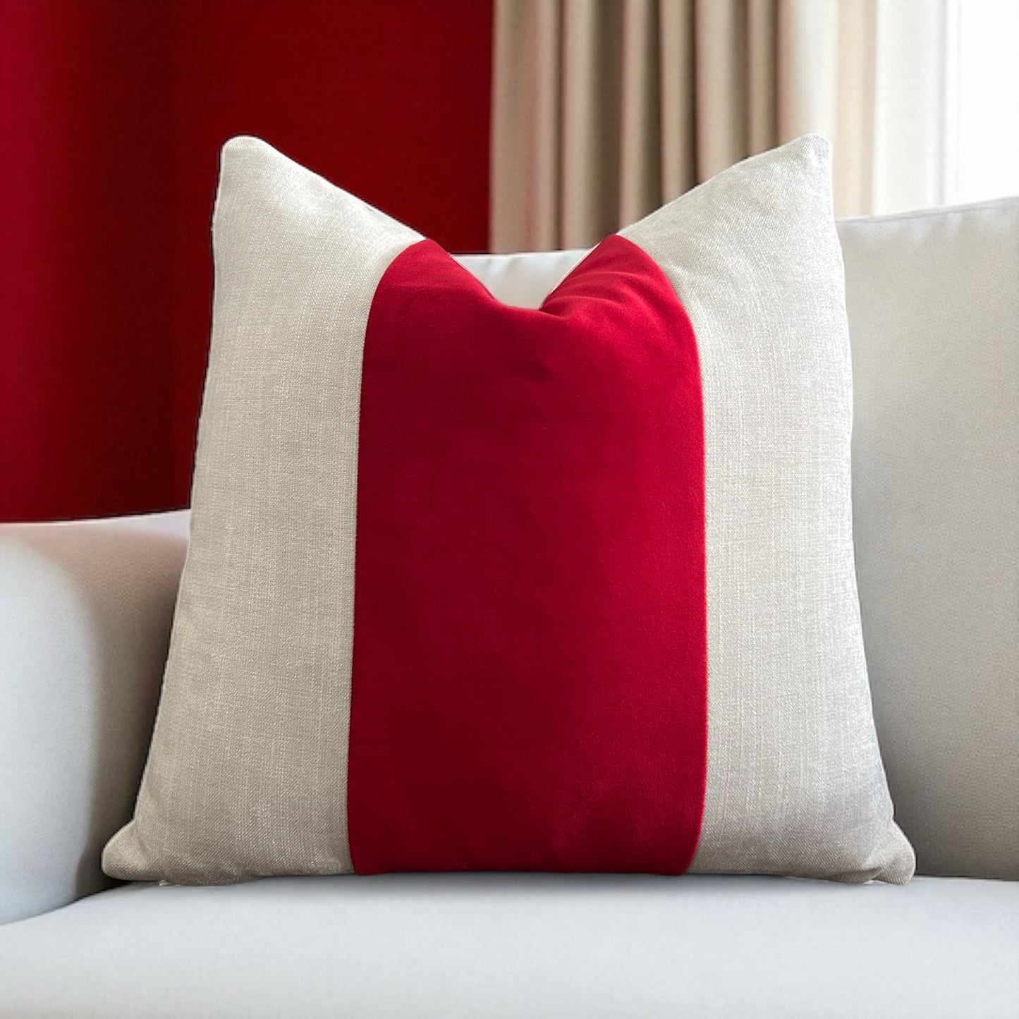 Linen Velvet Panel Pillow Cover