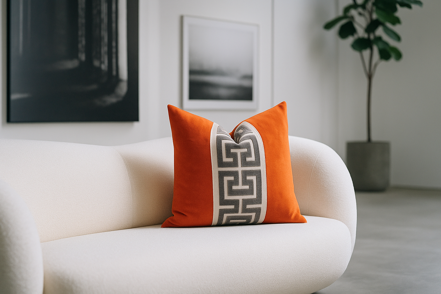 Greek Key Trim Pillows