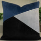 Navy Black and Dust Blue Velvet Throw Pillow Cover