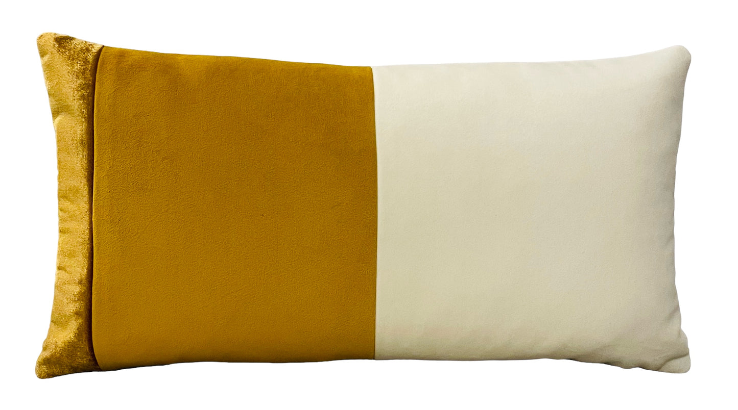 Brazilian Yellow Velvet Lumbar Throw Pillow Cover