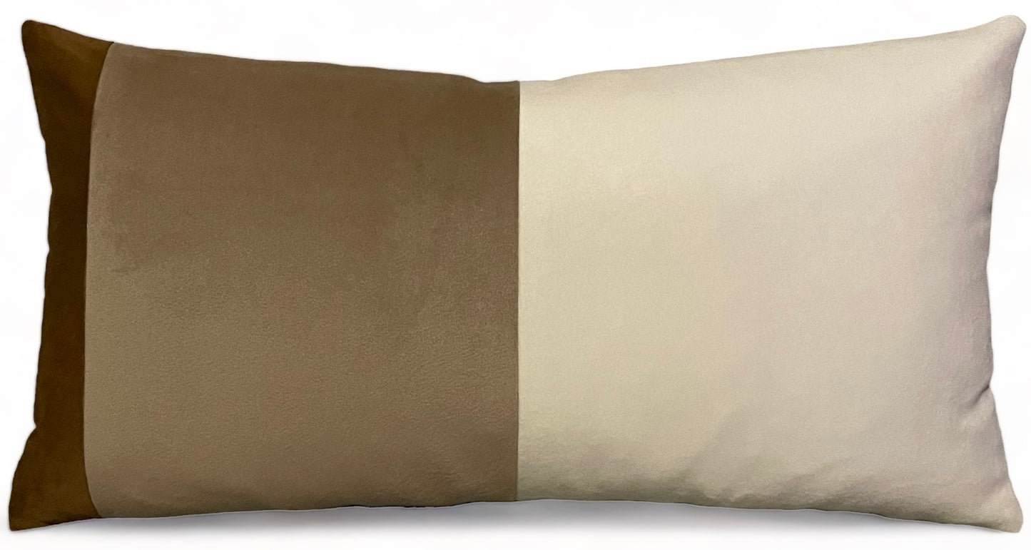 Neutral Velvet Lumbar Throw Pillow Cover