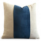Navy Blue Linen Velvet Panel Pillow Cover