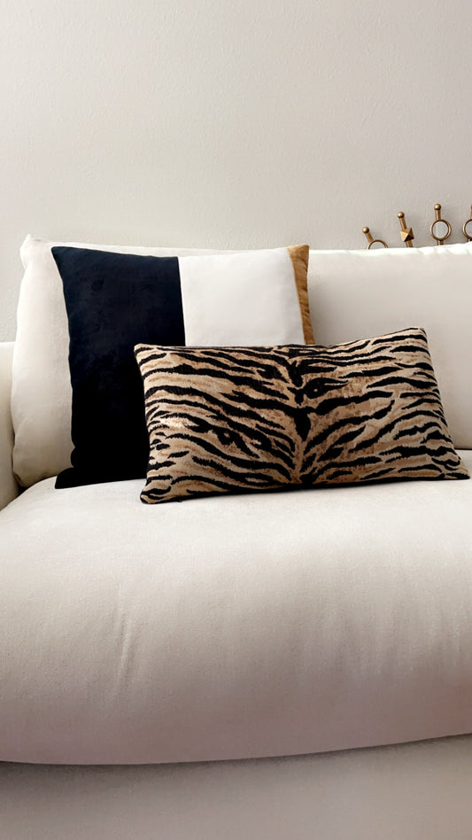 Black and Gold Luxe Velvet Throw Pillow Cover