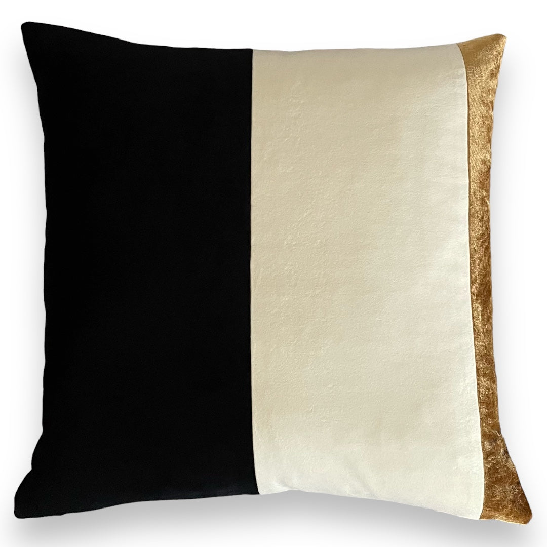Black and Gold Luxe Velvet Throw Pillow Cover